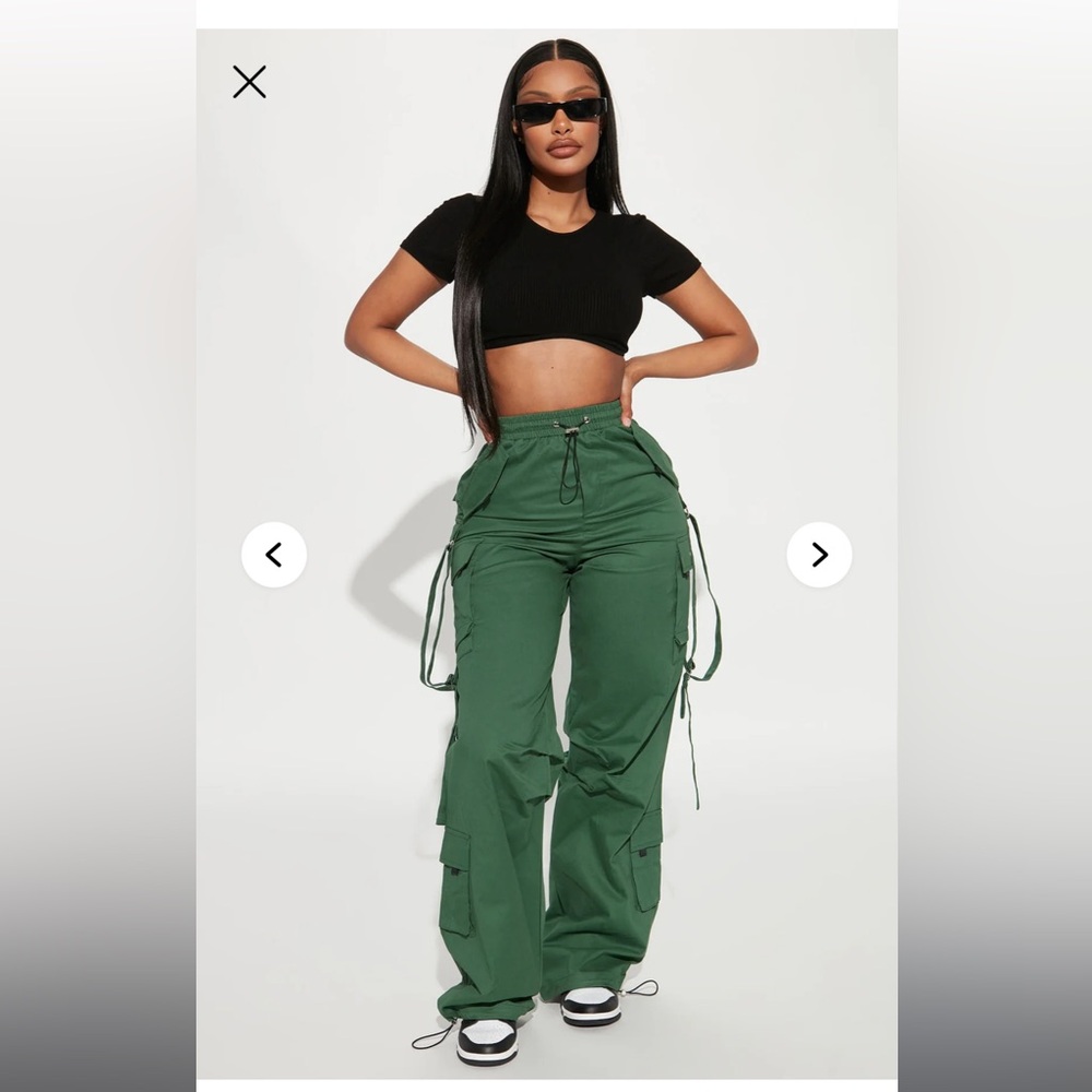 NWT Fashion Nova Green Wide Leg NCargo Pants Size 1X
